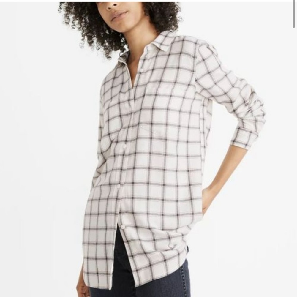 Madewell Classic Ex-Boyfriend Shirt in Porte Plaid Flannel Button Down XS